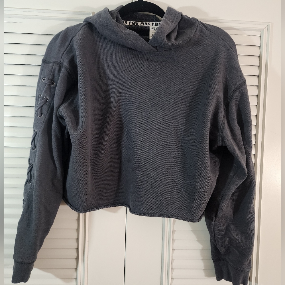 Victoria Secret Pink Cropped Hoodie CrissCross Detail Small